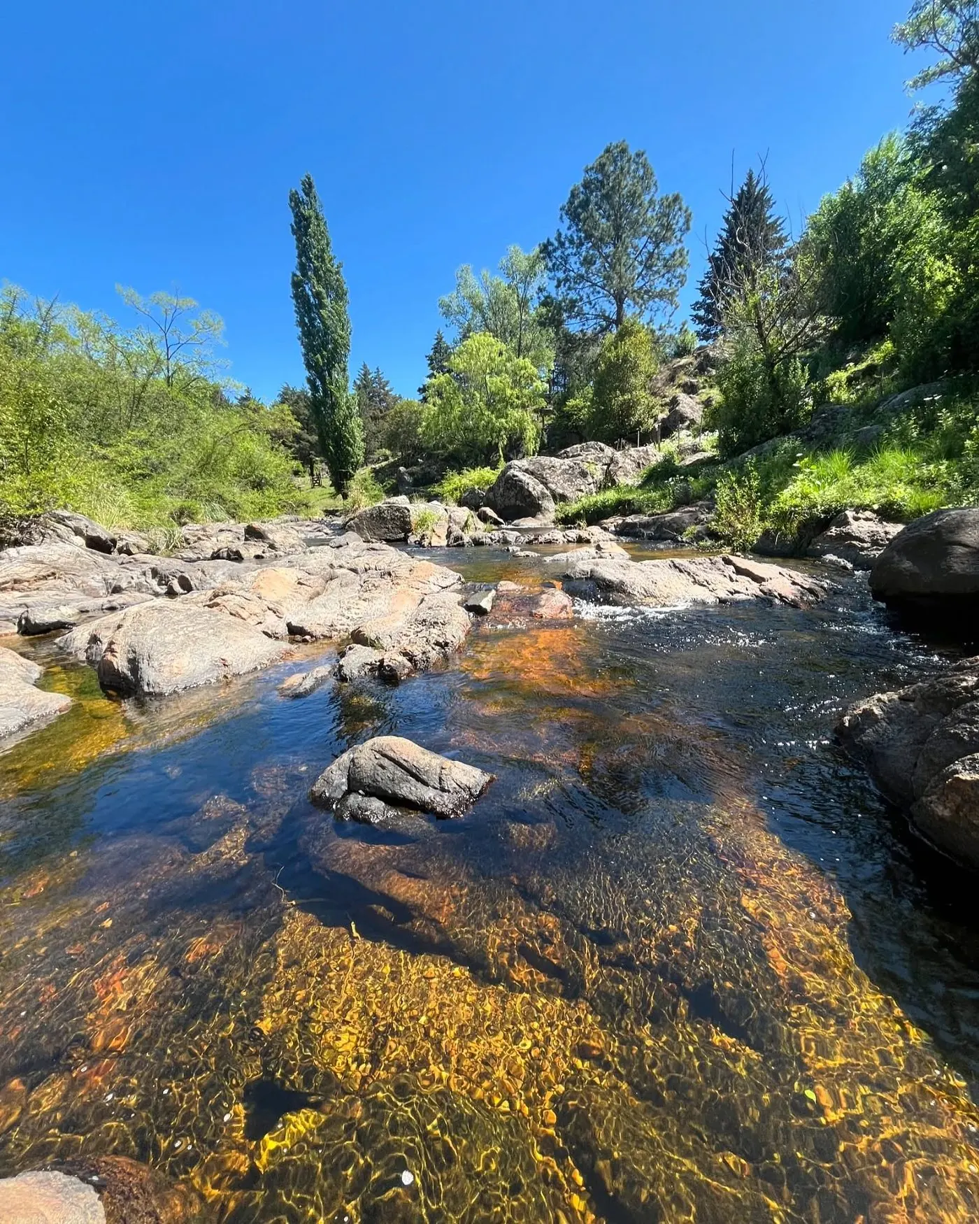 Arroyo de aguas cristalinas dentro del predio de Las Chuñas, San Clemente