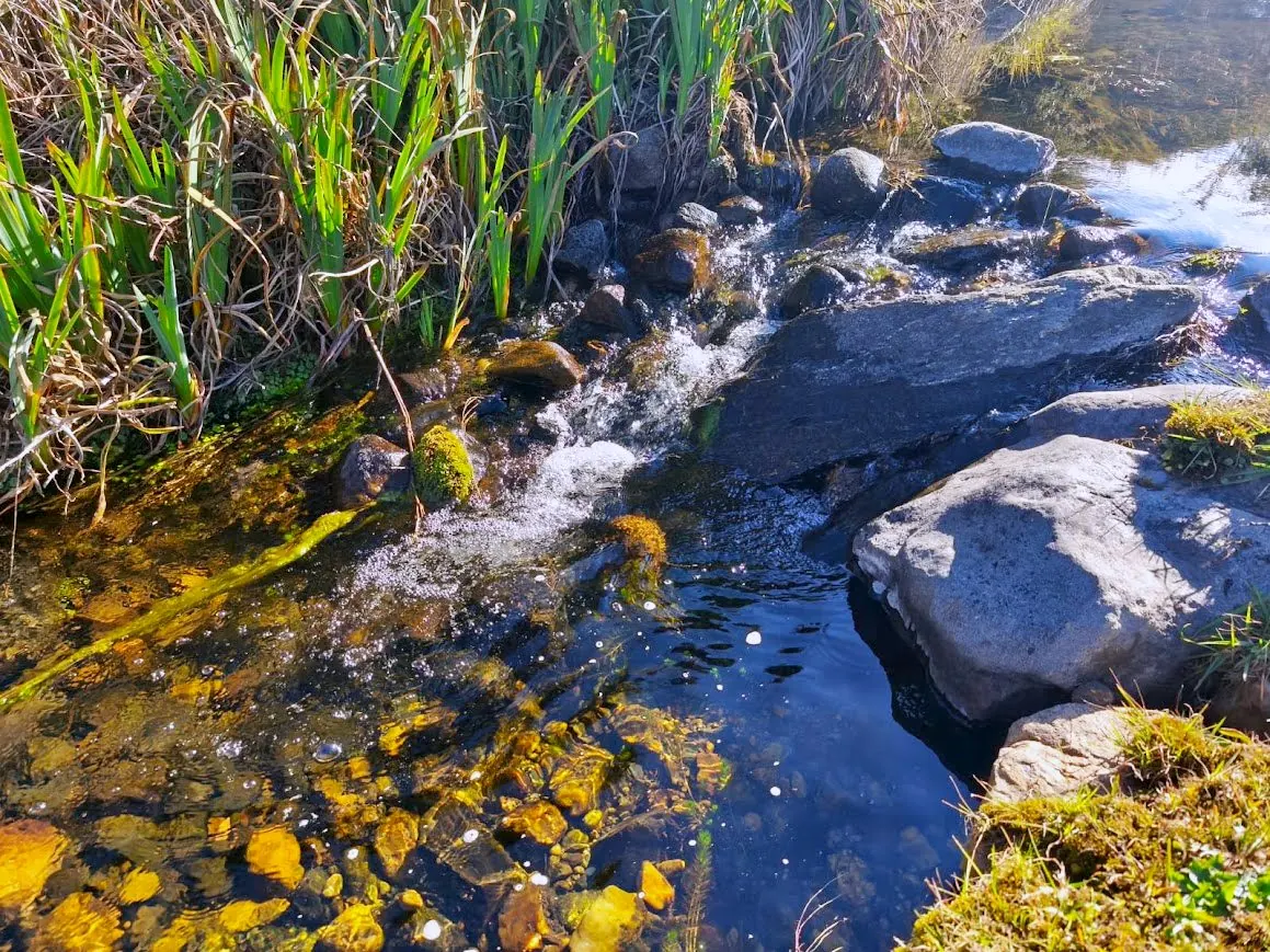 Saltos y piletones del arroyo propio entre rocas de las sierras de Córdoba